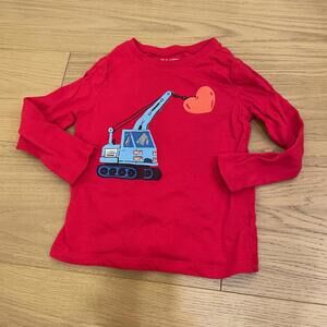 Kids Old Navy Excavator Heart Long Sleeve Shirt Red Size 4T